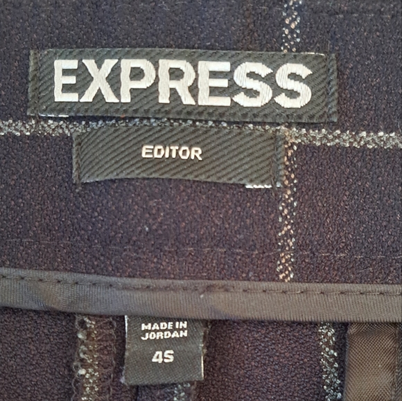 Express Editor black white plaid flat front Office straight leg Pants. Size 4S. - Picture 4 of 6